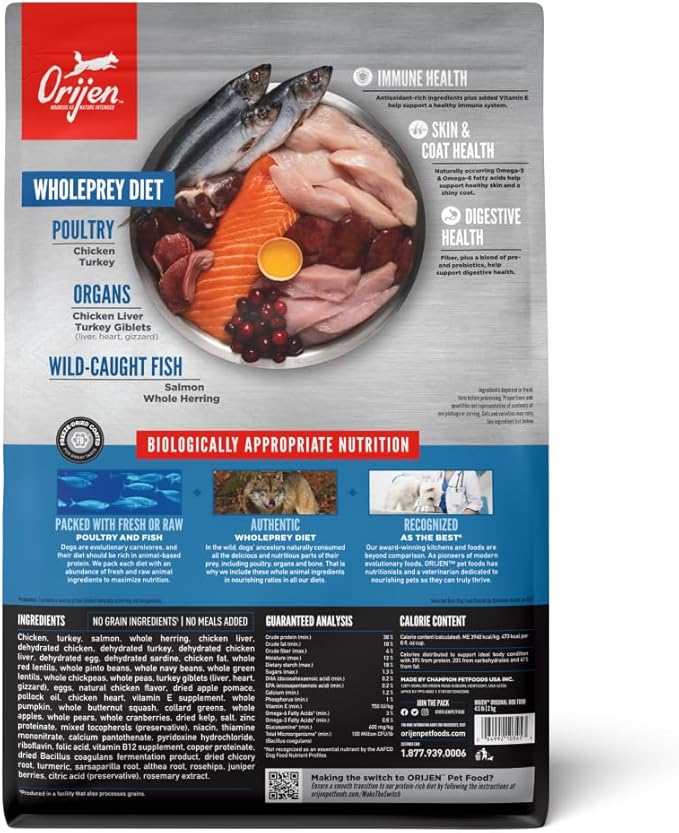 high protein dog food orijen six fish ingredients